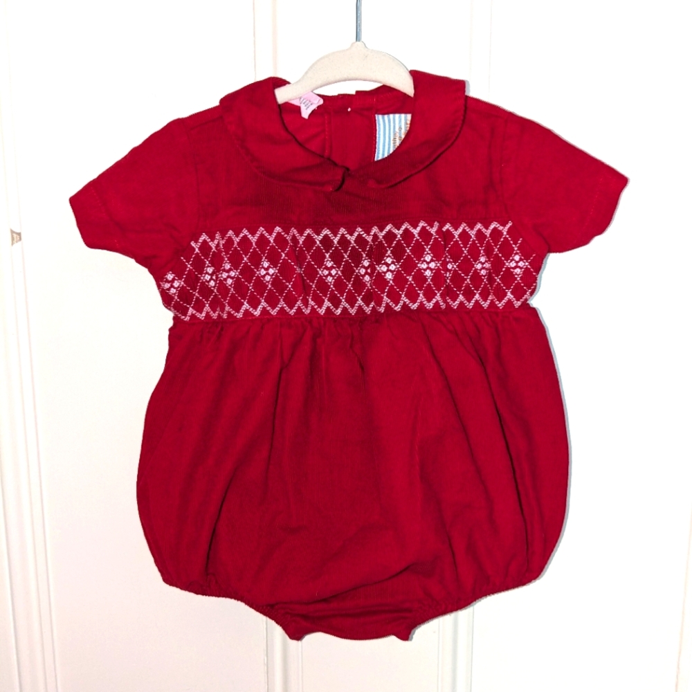 Southern sunshine red corduroy romper 9mo
